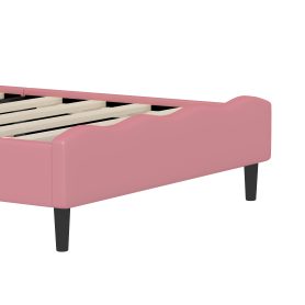 Twin Size  Lovely Crown Fantasy PU Leather Princess Bed With Tufted Headboard