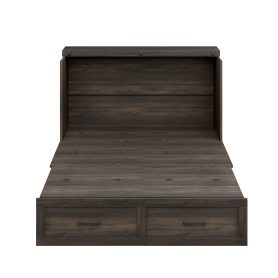 Full Size Farmhouse Murphy Cabinet Bed with Charging Station