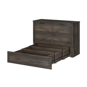 Full Size Farmhouse Murphy Cabinet Bed with Charging Station