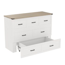 Queen Size Murphy Bed With Charging Station, 1 Large Storage Drawer