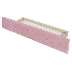 Upholstered Platform Bed Queen Size Storage Velvet Bed with Wingback Headboard and 1 Big Drawer,2 Side Storage Stool