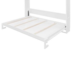 Queen Size Wall Murphy Bed With Ample Storage Space And Diamond Stripes