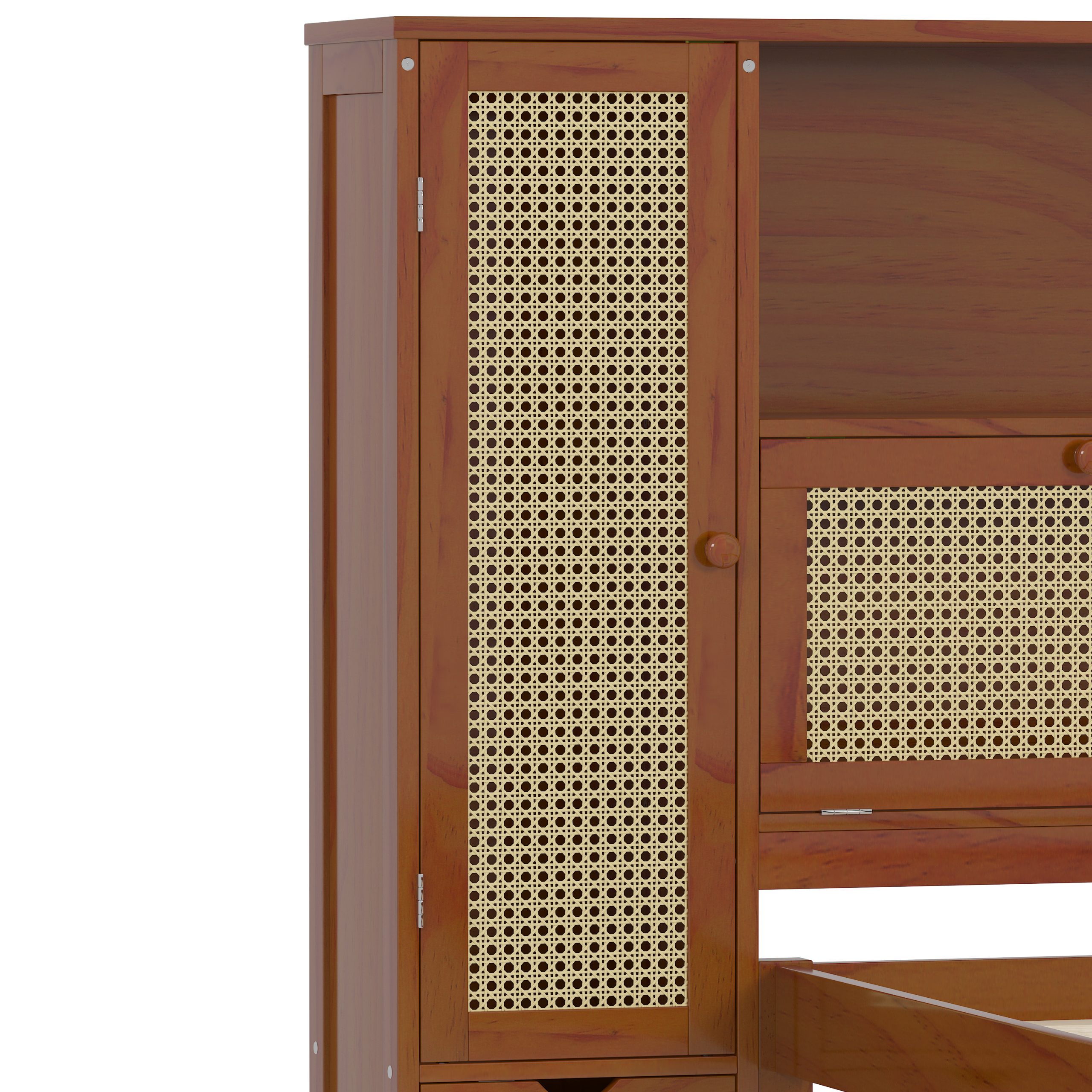 Twin Size Wooden Bed with Two Storage Lockers, Drawer, and Storage Shelf on Headboard 11 Twin Size Wooden Bed with Two Storage Lockers, Drawer, and Storage Shelf on Headboard