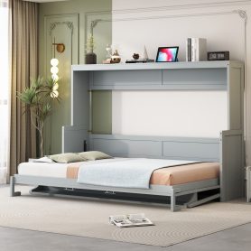 Queen Size Murphy Bed with Hydraulic Lift & Desk Design