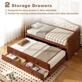 Twin Daybed With Trundle and 2 Storage Drawers