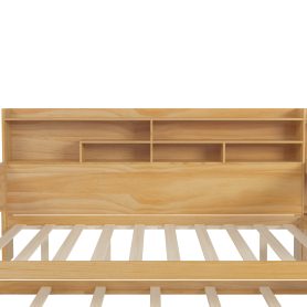 Wooden Full Size Daybed With Storage Shelves, Trundle Bed And Study Desk 27 Wooden Full Size Daybed With Storage Shelves, Trundle Bed And Study Desk