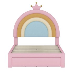 Twin Size Upholstered Rainbow Design Bed