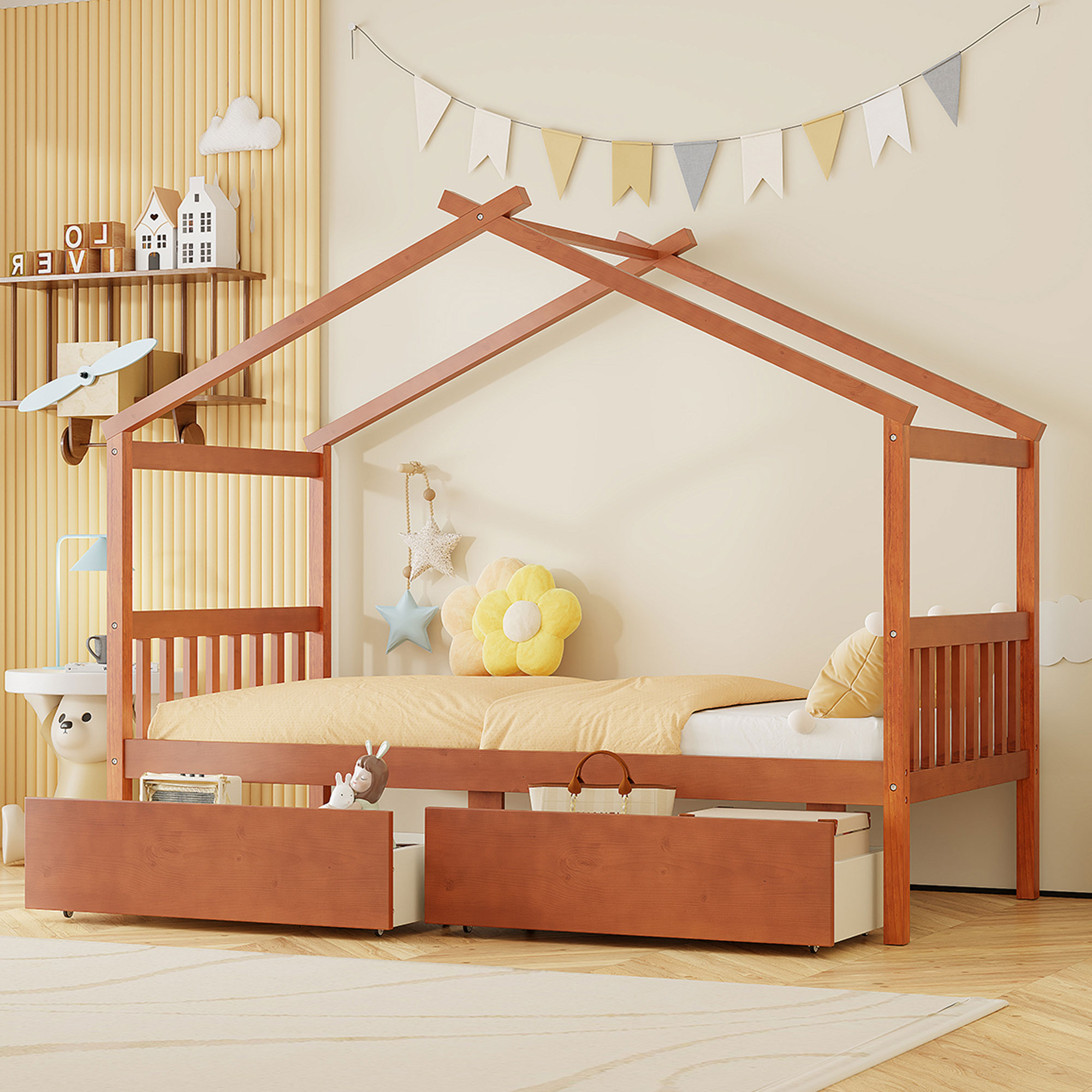 Assembly Instruction For N708P309245L 8 Twin Size Wooden House Bed with Drawers