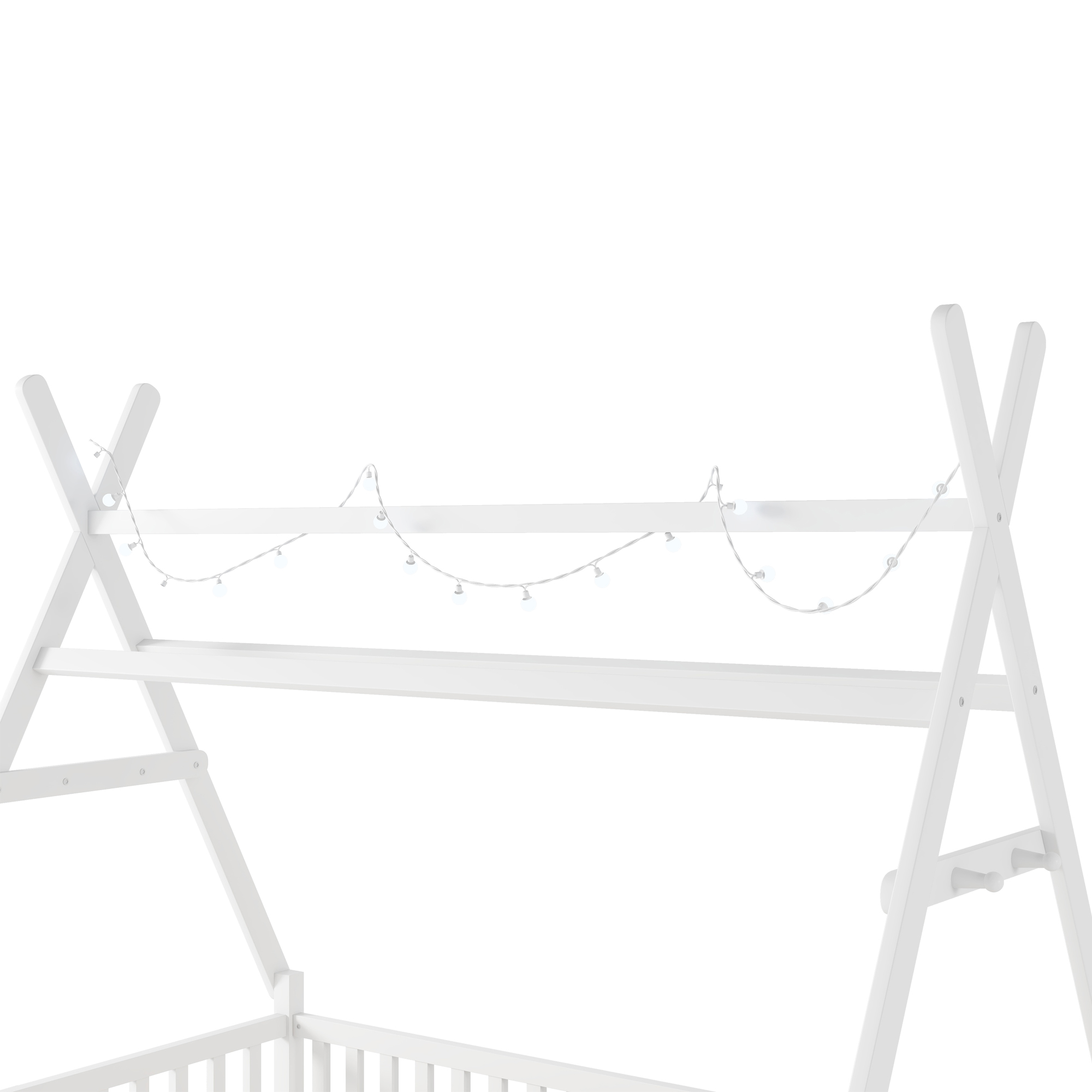 Low Floor Twin House Bed With Light, Fence And Roof 12 Low Floor Twin House Bed With Light, Fence And Roof