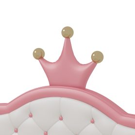 Twin Size  Lovely Crown Fantasy PU Leather Princess Bed With Tufted Headboard