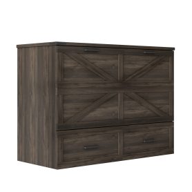 Full Size Farmhouse Murphy Cabinet Bed with Charging Station