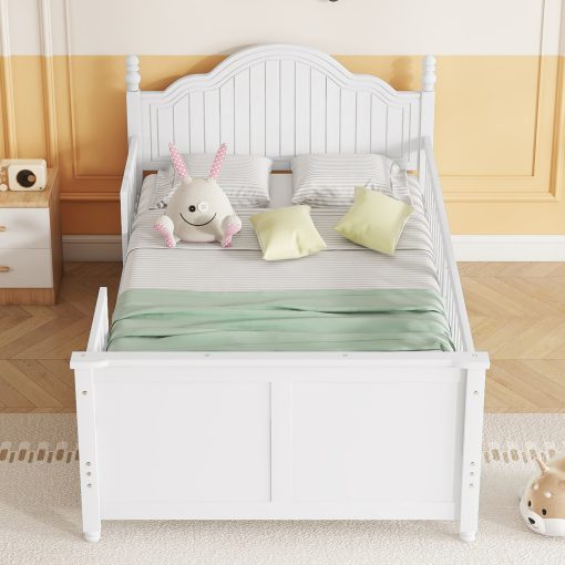 Wood Twin Platform Bed with Headboard and Footboard