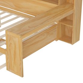 Wooden Full Size Daybed With Storage Shelves, Trundle Bed And Study Desk 30 Wooden Full Size Daybed With Storage Shelves, Trundle Bed And Study Desk