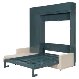 Queen Size Murphy Bed Wall Bed with Sofa and Shelves