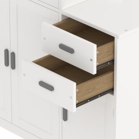 Twin Size Wood Platform Bed With Sample Bookshelf And Movable Wardrobe, Built-in Trundle Bed