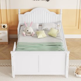 Wood Twin Platform Bed with Headboard and Footboard