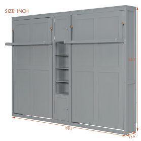 Dual Twin Size Wall Murphy Beds With Cabinets And Shelves