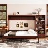 Queen Size Murphy Bed with Height Adjustable Storage Compartments and Shelf