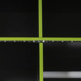 Full Size Wood Loft Bed with Desk, Open Wardrobe, Storage Compartments and RGB Lights