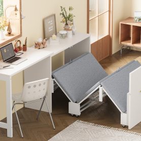 Twin Size Murphy Cabinet Bed With Adjustable Position Desk