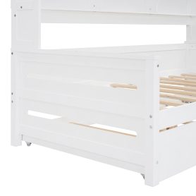Twin Size Wooden Daybed With Twin Size Trundle, and All-in-One Cabinet and Shelf