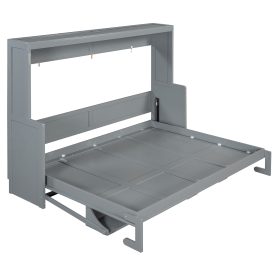 Queen Size Wall Bed with Hydraulic Lift & Desk Design