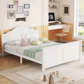 Wood Full Size Platform Bed with Headboard and Footboard