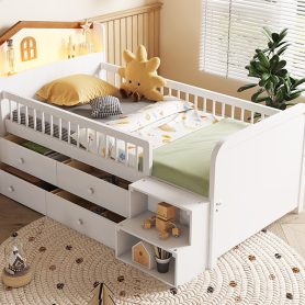Wooden Twin Loft Bed With House Shape Headboard