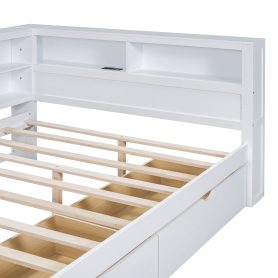 Full Size Daybed With 2 Drawers, Storage Shelf And USB Charging Ports
