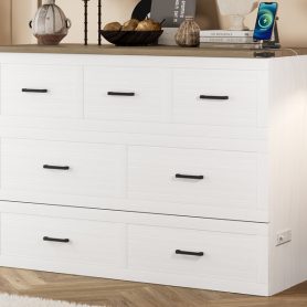 Queen Size Murphy Bed With Charging Station, 1 Large Storage Drawer
