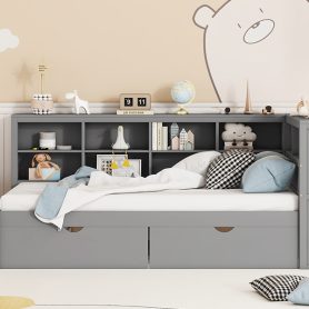 Wooden Twin Size Daybed With 2 Drawers, Storage Shelf And USB Charging Port 34 Wooden Twin Size Daybed With 2 Drawers, Storage Shelf And USB Charging Port