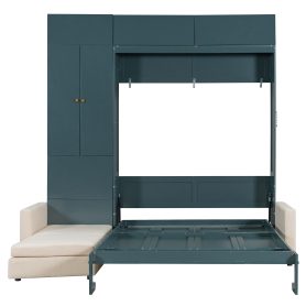 Queen Size Murphy Bed Wall Bed with Sofa and Shelves
