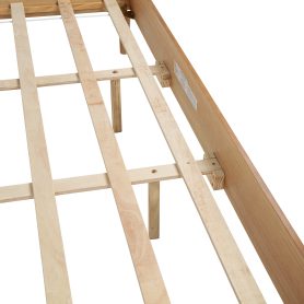 King Size Wood Bed with Piano Key Style Upholstered Headboard