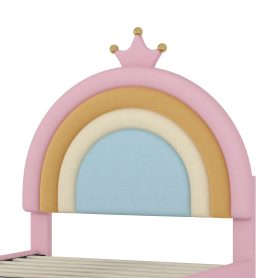 Twin Size Upholstered Rainbow Design Bed