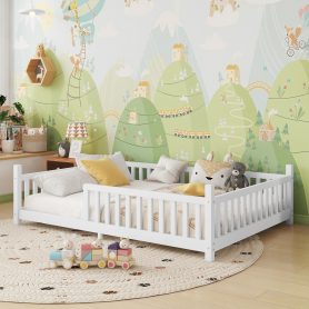 Low Floor Full House Bed With Light, Fence And Roof