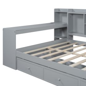 Full Size Wooden Daybed With 3 Drawers, USB Ports and Desk