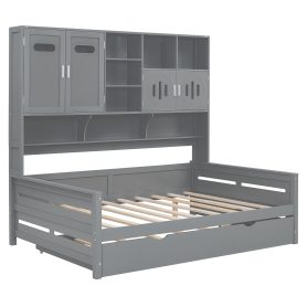 Full Size Wooden Daybed With Twin Size Trundle, and All-in-One Cabinet and Shelf 27 Full Size Wooden Daybed With Twin Size Trundle, and All-in-One Cabinet and Shelf