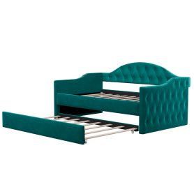 Twin Size Tufted Upholstered Daybed With Trundle, USB & Type-c Charging Ports