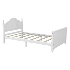 Wood Twin Platform Bed with Headboard and Footboard