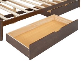 Queen Size Platform Bed With with 2 Big Drawers, Twin XL Size Trundle
