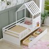 Twin Size House Bed With 2 Storage Drawers and Guardrails