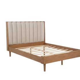 Queen Size Wood Bed with Piano Key Style Upholstered Headboard 38 Queen Size Wood Bed with Piano Key Style Upholstered Headboard