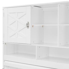 Queen Size Wall Murphy Bed With Ample Storage Space And Diamond Stripes