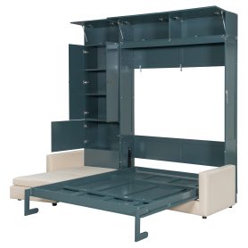 Queen Size Murphy Bed Wall Bed with Sofa and Shelves