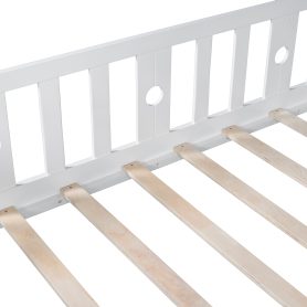 Twin Size Multifunctional Wood Platform Bed With Bookshelf At The Head Of The Bed, Built-in Desk and Matching Chair