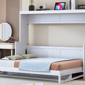 Full Size Murphy Bed with Hydraulic Lift & Desk Design