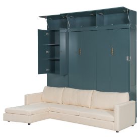 Queen Size Murphy Bed Wall Bed with Sofa and Shelves