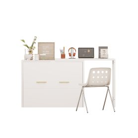 Twin Size Murphy Cabinet Bed With Adjustable Position Desk