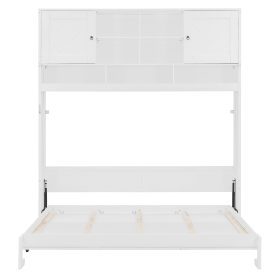 Queen Size Wall Murphy Bed With Ample Storage Space And Chevron Stripes