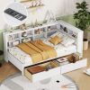 Wooden Twin Size Daybed With 2 Drawers, Storage Shelf And USB Charging Ports